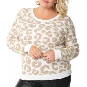 Belldini Metallic Leopard-Jacquard Sweater